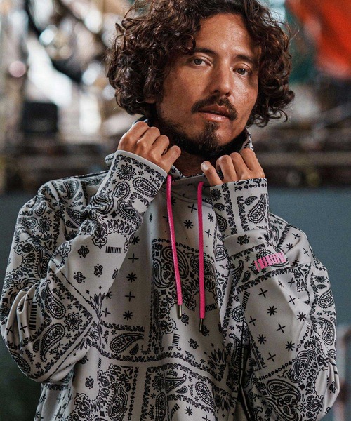 felkod(フィルコッド)の「mpa3927-Bandana Cardboard Knit Zip Accent Parka パーカー(F25F090)(パーカー・メンズ・ホワイト/ライトグレー/ブラック・S/M/L)」の2枚目の写真