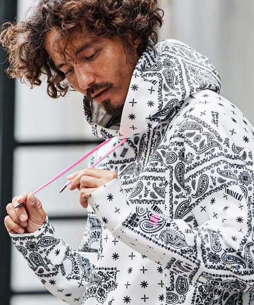 felkod(フィルコッド)の「mpa3927-Bandana Cardboard Knit Zip Accent Parka パーカー(F25F090)(パーカー・メンズ・ホワイト/ライトグレー/ブラック・S/M/L)」の5枚目の写真