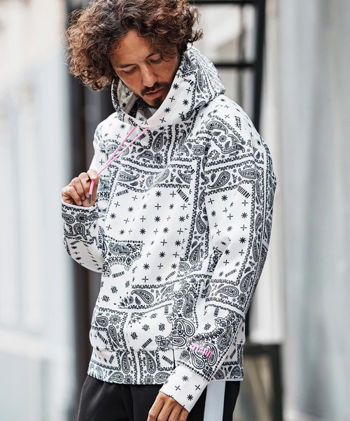 felkod(フィルコッド)の「mpa3927-Bandana Cardboard Knit Zip Accent Parka パーカー(F25F090)(パーカー・メンズ・ホワイト/ライトグレー/ブラック・S/M/L)」の6枚目の写真