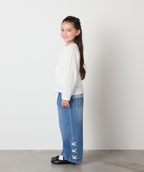 a.v.v（アーヴェヴェ）の「[120-160]リボンヤーンニットベストセット（ニット/セーター・キッズ・チャコールグレー/アイボリー・160/120/130/140/150）」の12枚目の写真