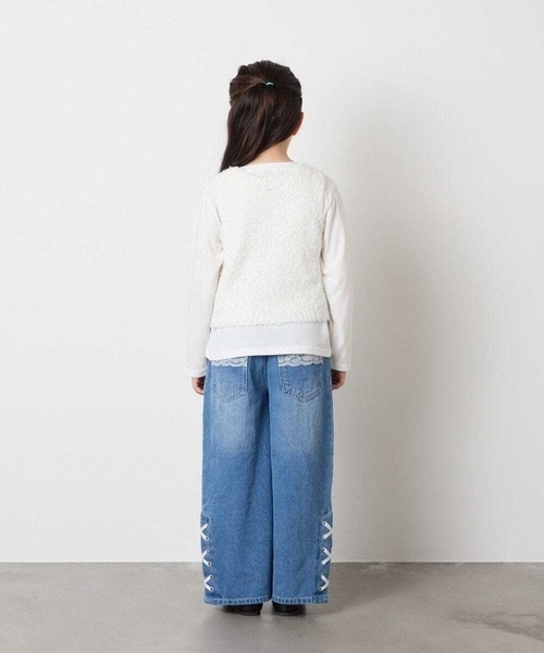 a.v.v（アーヴェヴェ）の「[120-160]リボンヤーンニットベストセット（ニット/セーター・キッズ・チャコールグレー/アイボリー・160/120/130/140/150）」の13枚目の写真