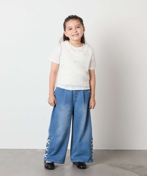 a.v.v（アーヴェヴェ）の「[120-160]リボンヤーンニットベストセット（ニット/セーター・キッズ・チャコールグレー/アイボリー・160/120/130/140/150）」の15枚目の写真