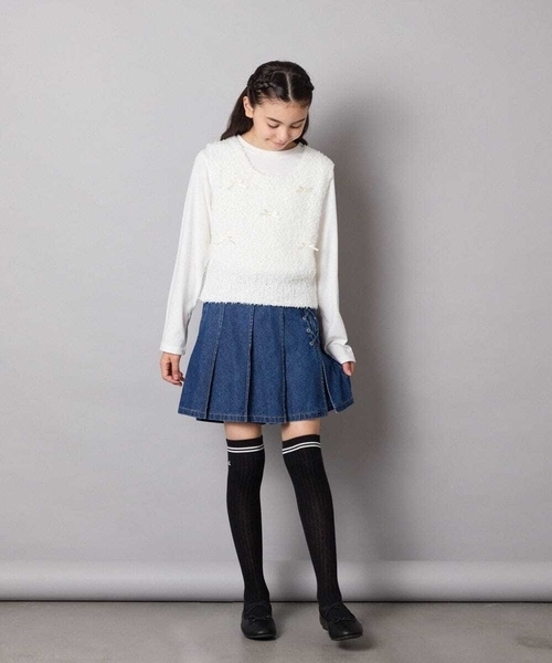 a.v.v（アーヴェヴェ）の「[120-160]リボンヤーンニットベストセット（ニット/セーター・キッズ・チャコールグレー/アイボリー・160/120/130/140/150）」の20枚目の写真