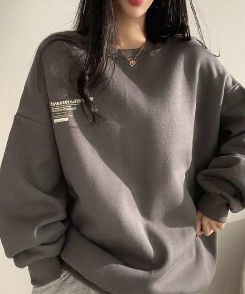 SHEPP（シープ）の「【裏起毛】バックプリントルーズスウェット（スウェット・レディース・チャコール/ブラック/グレー/アイボリー・M/L）」の14枚目の写真
