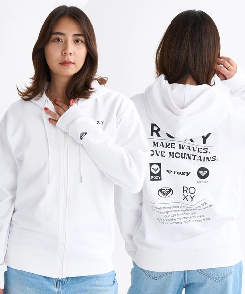 ROXY(ロキシー)の「HISTORICAL LOGO ZIP /ロキシーロゴバックプリントジップアップパーカー・フーディー(パーカー・レディース・ブラック/ピンク/グレー/ホワイト・SMALL/MEDIUM/LARGE)」の2枚目の写真