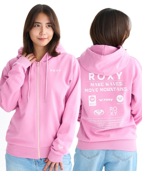 ROXY(ロキシー)の「HISTORICAL LOGO ZIP /ロキシーロゴバックプリントジップアップパーカー・フーディー(パーカー・レディース・ブラック/ピンク/グレー/ホワイト・SMALL/MEDIUM/LARGE)」の4枚目の写真