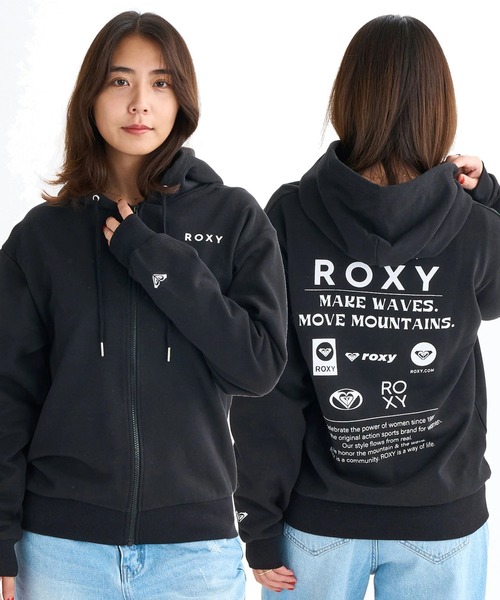 ROXY(ロキシー)の「HISTORICAL LOGO ZIP /ロキシーロゴバックプリントジップアップパーカー・フーディー(パーカー・レディース・ブラック/ピンク/グレー/ホワイト・SMALL/MEDIUM/LARGE)」の1枚目の写真