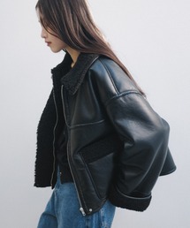 andme（アンドミー）の「フェイクレザー切替ボアショートブルゾン（その他アウター）」