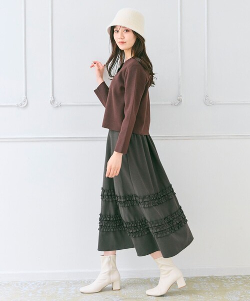 Feroux(フェルゥ)の「フレアギャザーチェック スカート(スカート・レディース・ダークブラウン系1/ホワイト系2・SMALL/MEDIUM)」の11枚目の写真