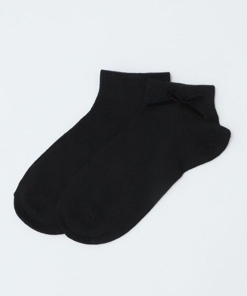 WEGO(ウィゴー)の「WEGO/ベロアリボンショートソックス(ソックス/靴下・レディース・ホワイト/ブラック・23-25cm)」の4枚目の写真