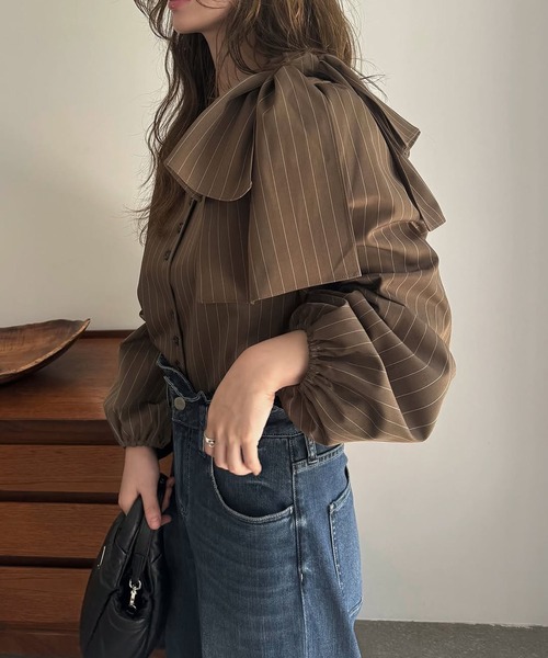 トップス ribbon shoulder stripe short BL ribbon shoulder stripe short BL（シャツ/ブラウス）｜WILLFULLY