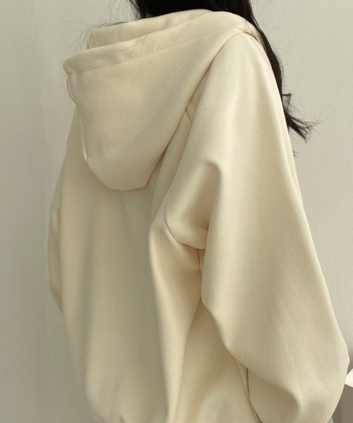 yuue' ( wear )(ユーイ)の「裏起毛オーバーサイズジップフーディー/パーカー(パーカー・レディース・アイボリー/ブラック/グレー/グレイッシュベージュ/チャコールグレー・FREE)」の6枚目の写真