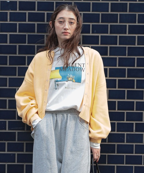 GEORGE'S（ジョージズ）の「スウエットライクカーデ（カーディガン/ボレロ・レディース・レッド/チャコールグレー/グレー/ベージュ/ネイビー/イエロー・MEDIUM/FREE）」の12枚目の写真