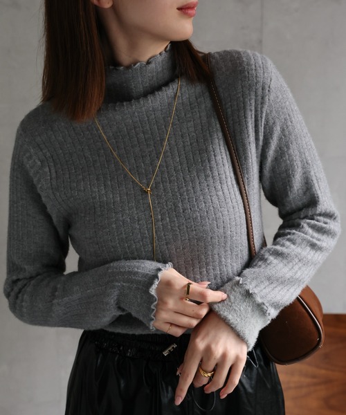 セール】＜ふんわり＞裏シャギー プチハイネックニット（ニット