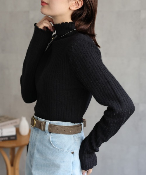 セール】＜ふんわり＞裏シャギー プチハイネックニット（ニット