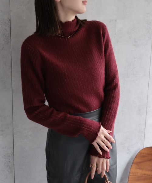 セール】＜ふんわり＞裏シャギー プチハイネックニット（ニット