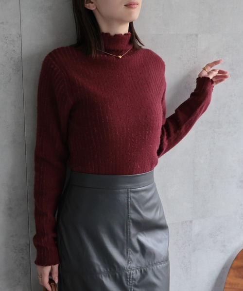 定価10万 FOXEY カシミヤ混 マシュマロニット ハイネック F刺繍 40 定価10万 FOXEY カシミヤ混 マシュマロニット ハイネック F刺繍