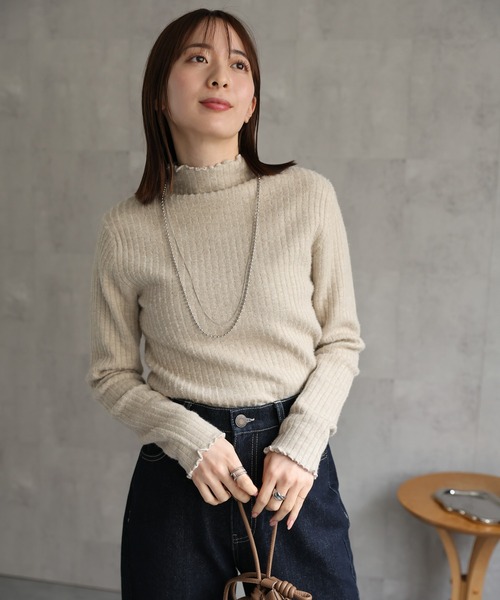 セール】＜ふんわり＞裏シャギー プチハイネックニット（ニット