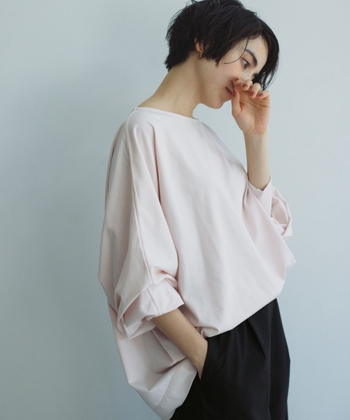 studio CLIP（スタディオクリップ）の「《natural by clip》Wバイオドルマンプルオーバー（Tシャツ/カットソー・レディース・ブラック/ピンク/ブラウン/オフホワイト・FREE）」の4枚目の写真