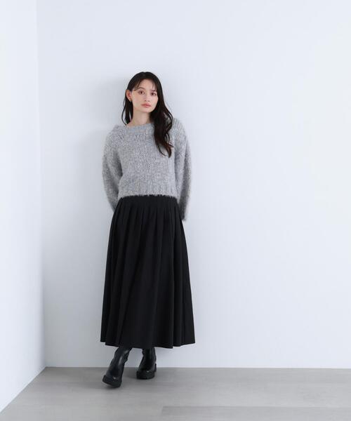 NATURAL BEAUTY BASIC(ナチュラルビューティーベーシック)の「◇2wayネックスラブヤーンニット(ニット/セーター・レディース・ライトグリーン/グレー/オフホワイト・FREE)」の9枚目の写真