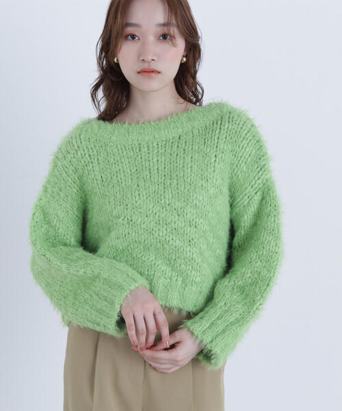 SEV 緑色 セーター ◇2wayネックスラブヤーンニット（ニット/セーター）｜NATURAL BEAUTY