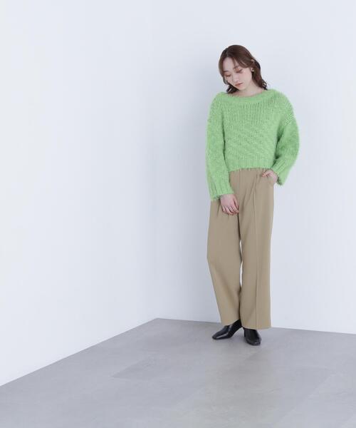NATURAL BEAUTY BASIC(ナチュラルビューティーベーシック)の「◇2wayネックスラブヤーンニット(ニット/セーター・レディース・ライトグリーン/グレー/オフホワイト・FREE)」の5枚目の写真