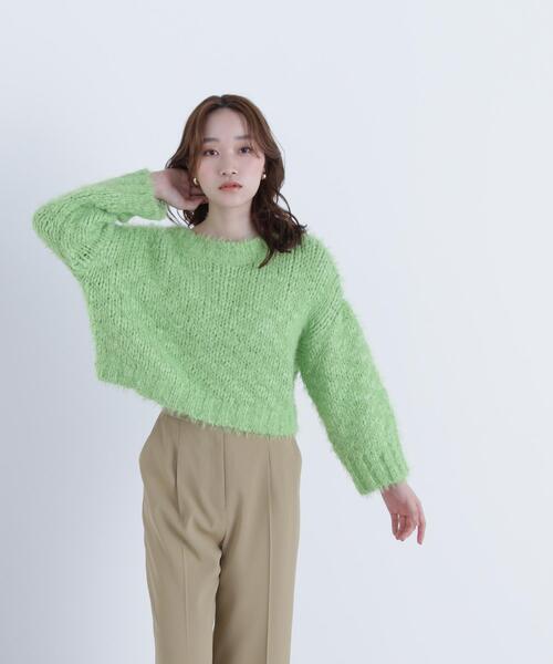 NATURAL BEAUTY BASIC(ナチュラルビューティーベーシック)の「◇2wayネックスラブヤーンニット(ニット/セーター・レディース・ライトグリーン/グレー/オフホワイト・FREE)」の6枚目の写真