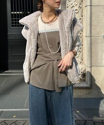 DouDou | フェイクミンクフーディージレ(ベスト)