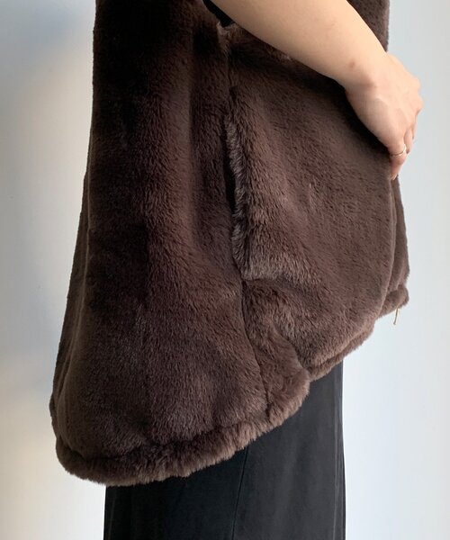 フェイクミンクフーディージレ（ベスト）｜DouDou（ドゥドゥ）の