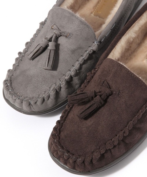 studio CLIP（スタディオクリップ）の「【撥水】タッセルファーモカシン（モカシン/デッキシューズ・レディース・ダークブラウン/グレー・SMALL/LARGE/MEDIUM）」の10枚目の写真