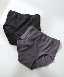 nissen（ニッセン）の「【綿と暮らす】オーガニックコットン100％リブ　お腹らくちんサニタリーショーツ昼用２枚組（羽付ナプキン対応）（ショーツ）」