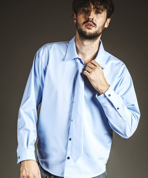 NO ID.（ノーアイディ）の「【NO ID.】Shirt with Neck Tie / ネクタイ 付 シャツ（シャツ/ブラウス・メンズ・サックスブルー/グレー/ホワイト・ONE SIZE）」の3枚目の写真