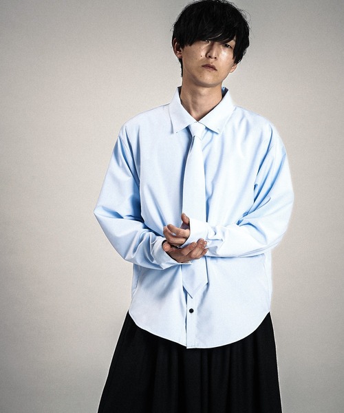 NO ID.（ノーアイディ）の「【NO ID.】Shirt with Neck Tie / ネクタイ 付 シャツ（シャツ/ブラウス・メンズ・サックスブルー/グレー/ホワイト・ONE SIZE）」の21枚目の写真