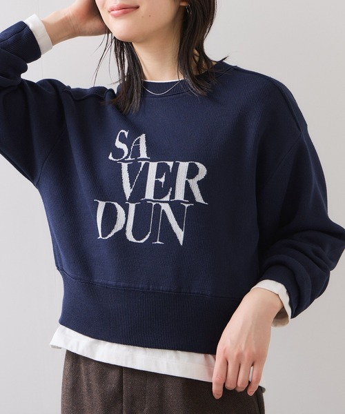 VIS(ビス)の「スウェットライクジャガードロゴニット(ニット/セーター・レディース・クリーム/ネイビー/ライトグレー・FREE)」の3枚目の写真