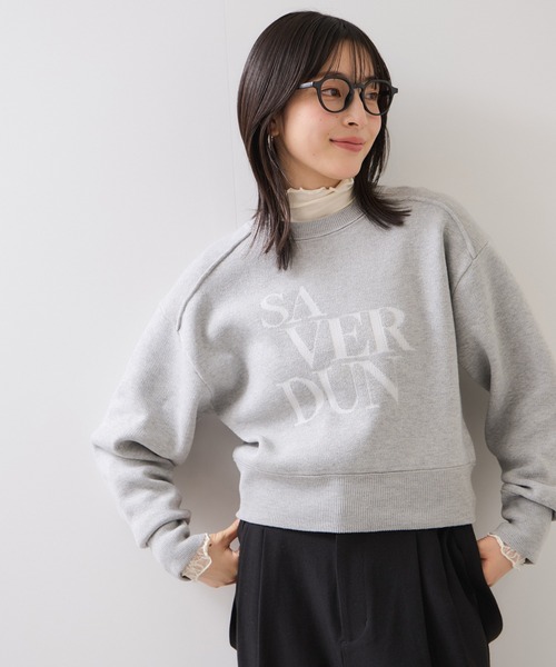 VIS(ビス)の「スウェットライクジャガードロゴニット(ニット/セーター・レディース・クリーム/ネイビー/ライトグレー・FREE)」の2枚目の写真