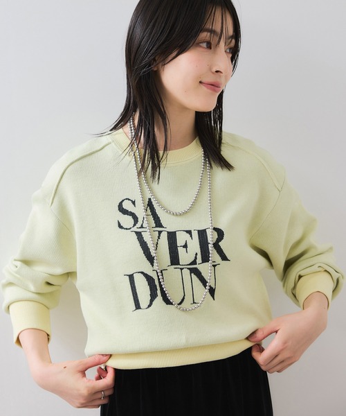 VIS(ビス)の「スウェットライクジャガードロゴニット(ニット/セーター・レディース・クリーム/ネイビー/ライトグレー・FREE)」の1枚目の写真