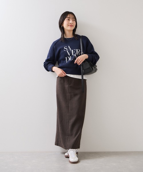 VIS(ビス)の「スウェットライクジャガードロゴニット(ニット/セーター・レディース・クリーム/ネイビー/ライトグレー・FREE)」の9枚目の写真