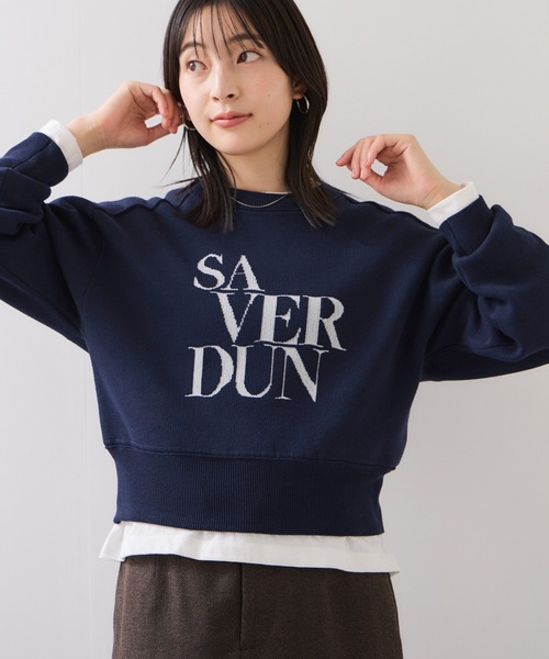 VIS(ビス)の「スウェットライクジャガードロゴニット(ニット/セーター・レディース・クリーム/ネイビー/ライトグレー・FREE)」の4枚目の写真