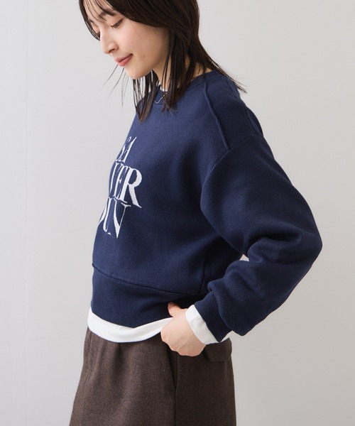 VIS(ビス)の「スウェットライクジャガードロゴニット(ニット/セーター・レディース・クリーム/ネイビー/ライトグレー・FREE)」の5枚目の写真