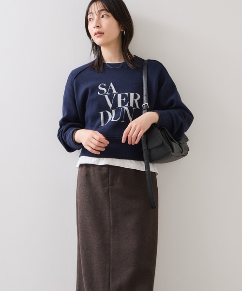 VIS(ビス)の「スウェットライクジャガードロゴニット(ニット/セーター・レディース・クリーム/ネイビー/ライトグレー・FREE)」の8枚目の写真