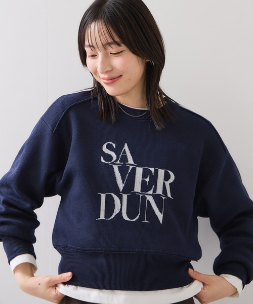 VIS(ビス)の「スウェットライクジャガードロゴニット(ニット/セーター・レディース・クリーム/ネイビー/ライトグレー・FREE)」の6枚目の写真