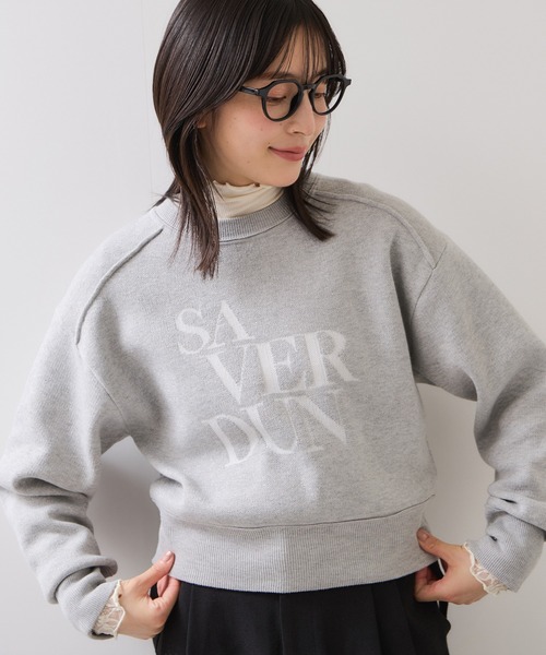 VIS(ビス)の「スウェットライクジャガードロゴニット(ニット/セーター・レディース・クリーム/ネイビー/ライトグレー・FREE)」の10枚目の写真