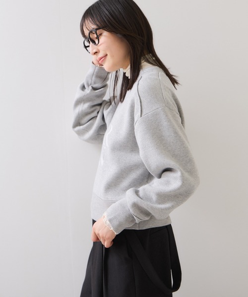 VIS(ビス)の「スウェットライクジャガードロゴニット(ニット/セーター・レディース・クリーム/ネイビー/ライトグレー・FREE)」の11枚目の写真