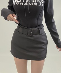 FOLLOWIN（フォロウィン）の「３color/ベルト付きサイドジップ台形ミニスカート【 インパン裏地付 】（スカート・レディース）」