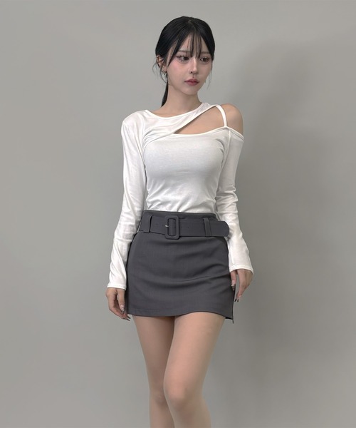 FOLLOWIN(フォロウィン)の「3color/ベルト付きサイドジップ台形ミニスカート【 インパン裏地付 】(スカート・レディース・ブラウン/ブラック/グレー・LARGE/MEDIUM/SMALL)」の15枚目の写真