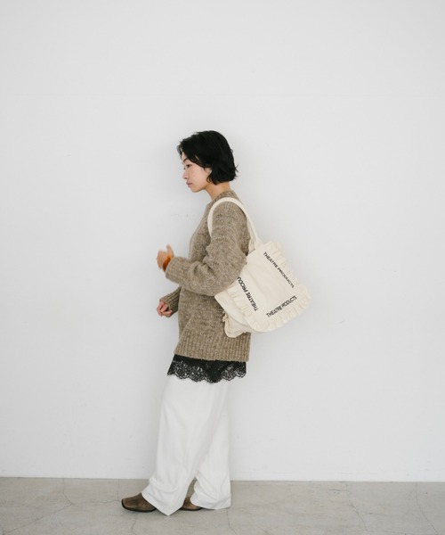 THEATRE PRODUCTS（シアタープロダクツ）の「コットンフリルトートバッグL（トートバッグ・レディース・アイボリー/ブラック・FREE）」の10枚目の写真