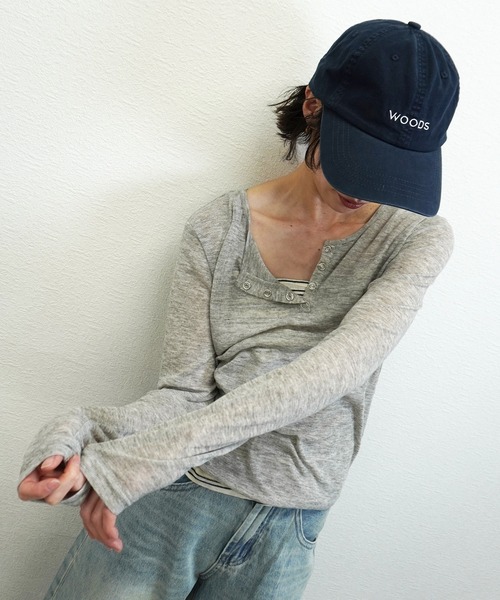 gossara(ゴサラ)の「【スタッフおすすめ】シアーリブヘンリーネックTOPS(Tシャツ/カットソー・レディース・ホワイト/杢グレー/ブラウン/ネイビー・FREE)」の12枚目の写真