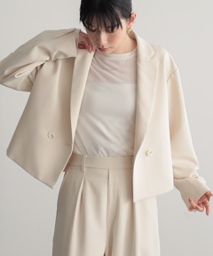 バルーンスリーブフレアコート（ノーカラージャケット）｜ACYM