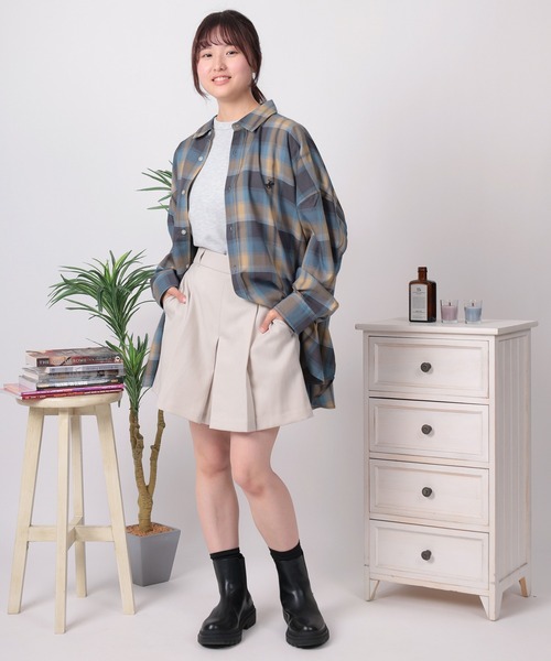 BEVERLY HILLS POLO CLUB（ビバリーヒルズポロクラブ）の「【71】【BEVERLY HILLS POLO CLUB/ビバリーヒルズポロクラブ】ワンポイント刺繍 ルーズシルエット チェックシャツ（シャツ/ブラウス・レディース・グリーン/オレンジ/ベージュ/グレー/ブルー/ブラック・M）」の17枚目の写真