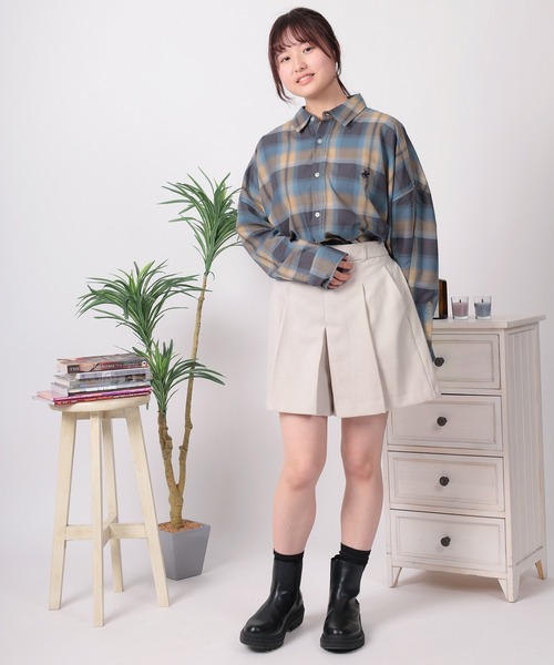 BEVERLY HILLS POLO CLUB（ビバリーヒルズポロクラブ）の「【71】【BEVERLY HILLS POLO CLUB/ビバリーヒルズポロクラブ】ワンポイント刺繍 ルーズシルエット チェックシャツ（シャツ/ブラウス・レディース・グリーン/オレンジ/ベージュ/グレー/ブルー/ブラック・M）」の11枚目の写真